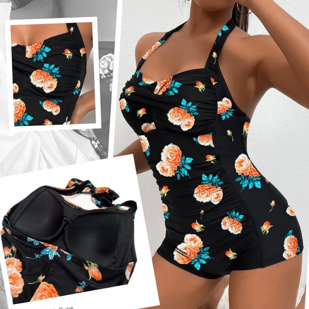 Halter swimsuit one-piece medium